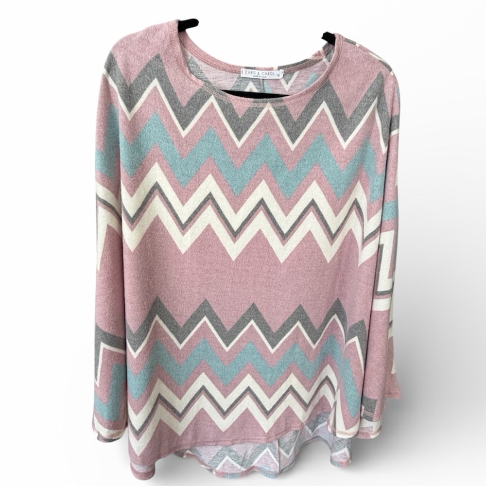Chevron Patterned Pink and Gray poncho